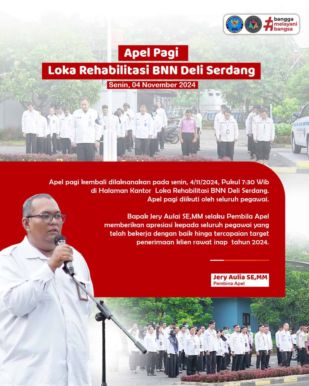 Apel pagi Loka Rehabilitasi BNN Deli Serdang Apel pagi Loka Rehabilitasi BNN Deli Serdang